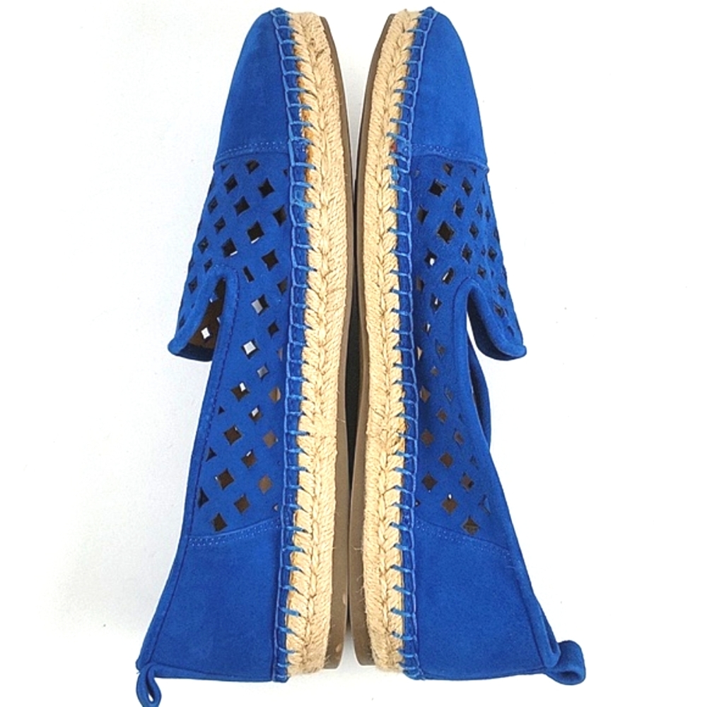 Franco Sarto Blue Suede Laser-Cut Espadrille Flats - Picture 10 of 16